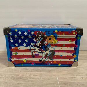 Lisa Frank Y2K American Flag Patriotic Cowgirl Lidded Storage Box